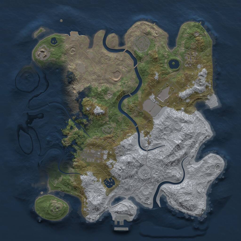 Rust Map: Procedural Map, Size: 3500, Seed: 494583782, 13 Monuments