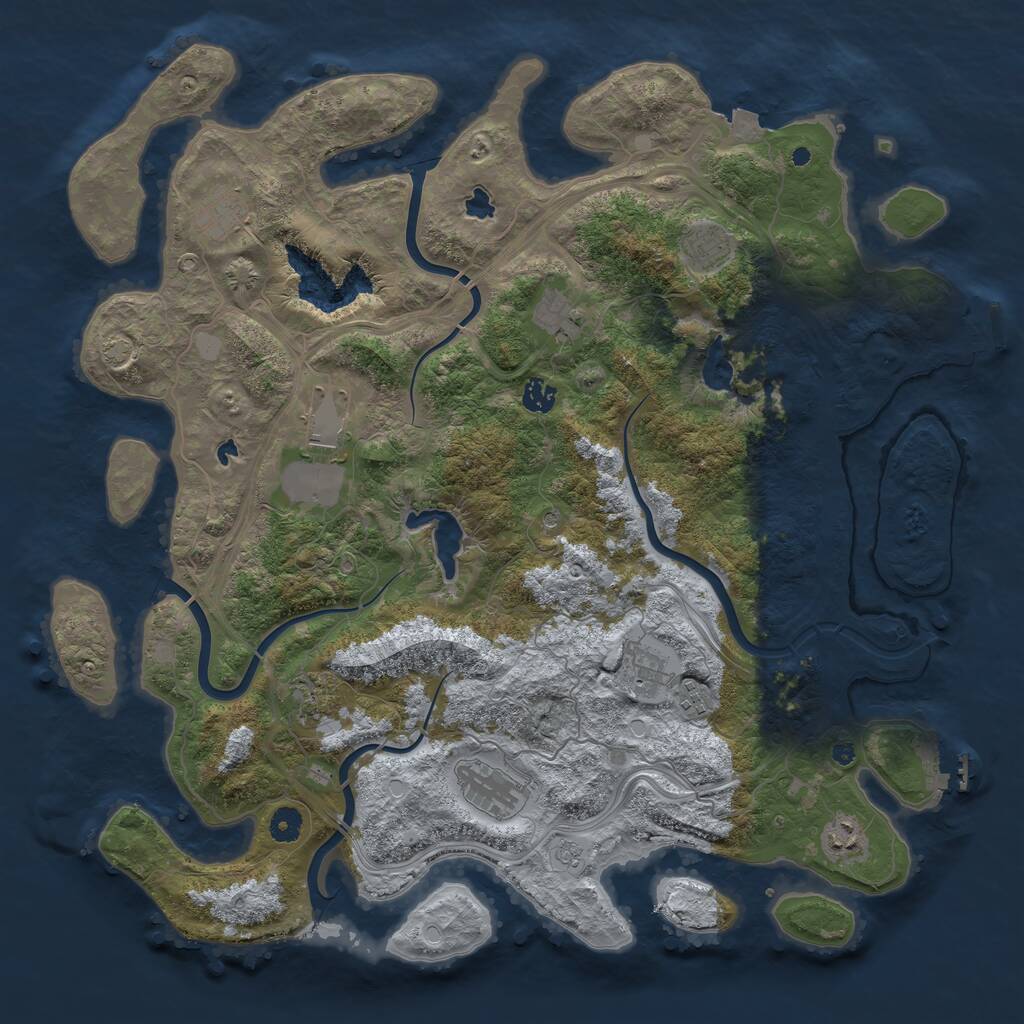 Rust Map: Procedural Map, Size: 4500, Seed: 124321, 16 Monuments