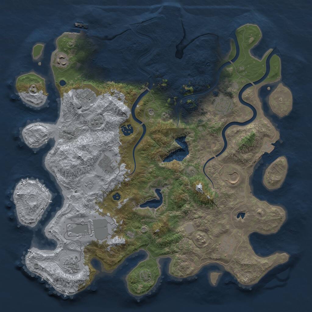 Rust Map: Procedural Map, Size: 4000, Seed: 842891729, 16 Monuments