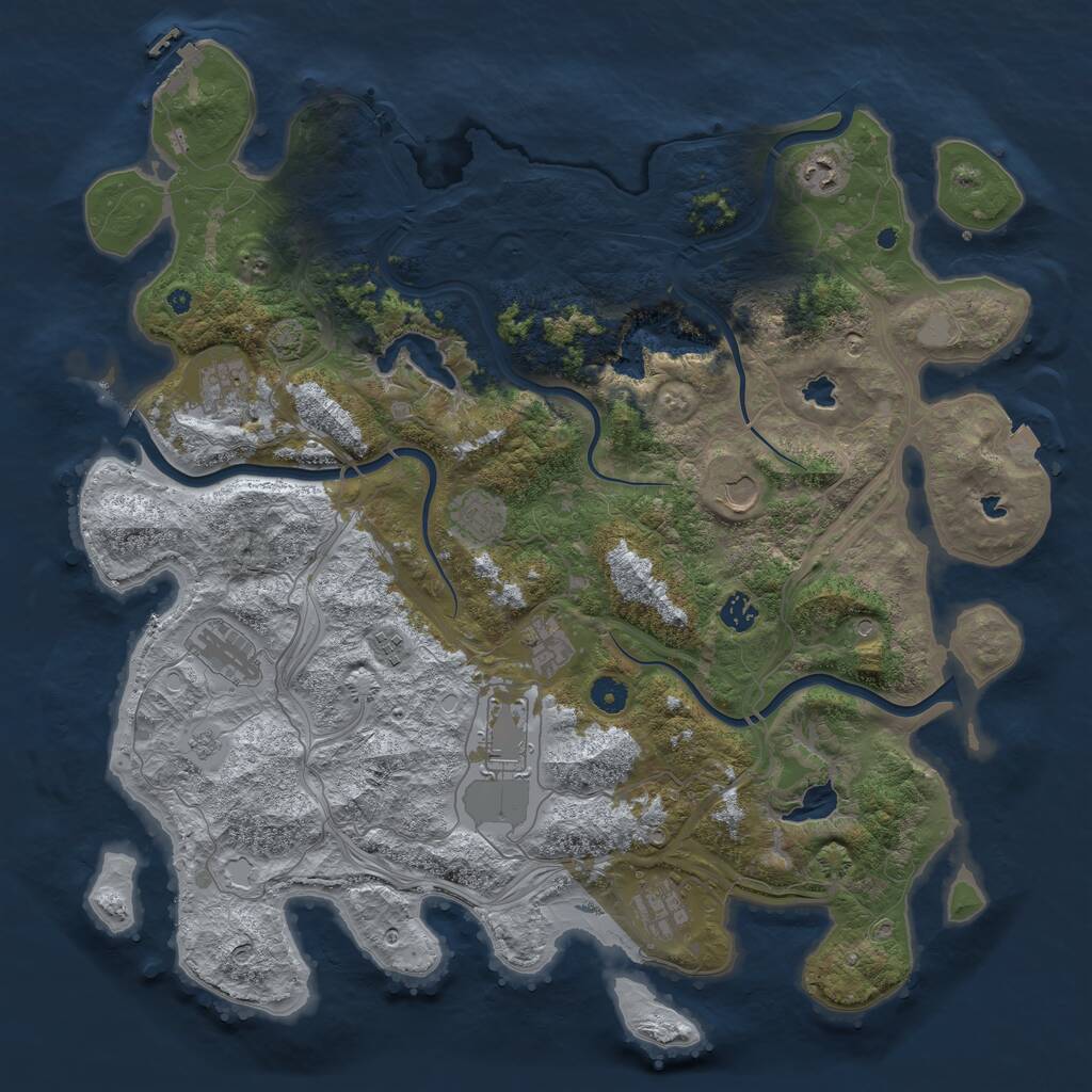 Rust Map: Procedural Map, Size: 4500, Seed: 1398049625, 15 Monuments