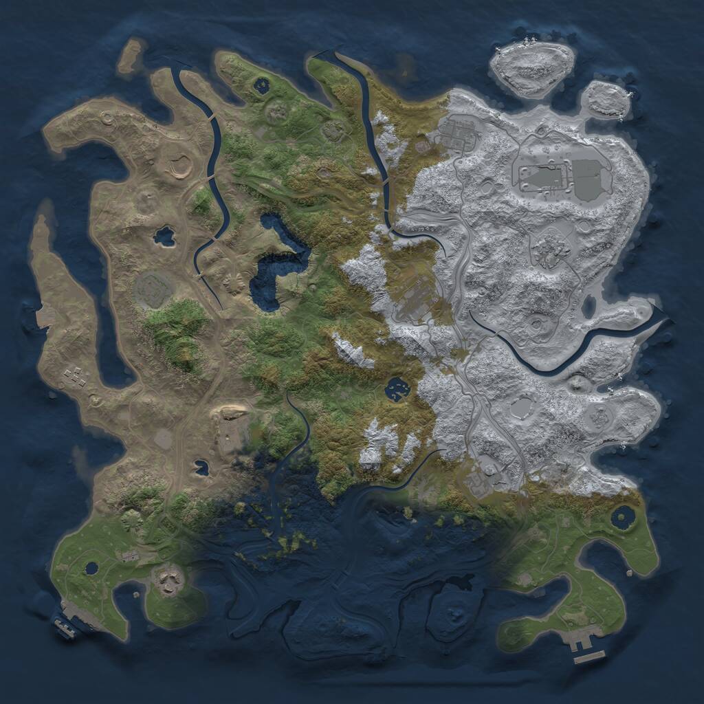 Rust Map: Procedural Map, Size: 4500, Seed: 2154, 17 Monuments