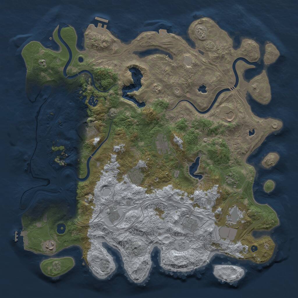 Rust Map: Procedural Map, Size: 4500, Seed: 1950398488, 17 Monuments