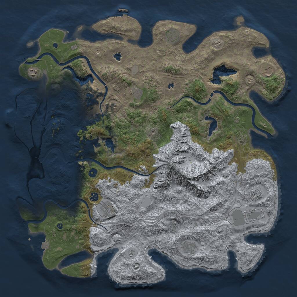 Rust Map: Procedural Map, Size: 5000, Seed: 1278058691, 16 Monuments
