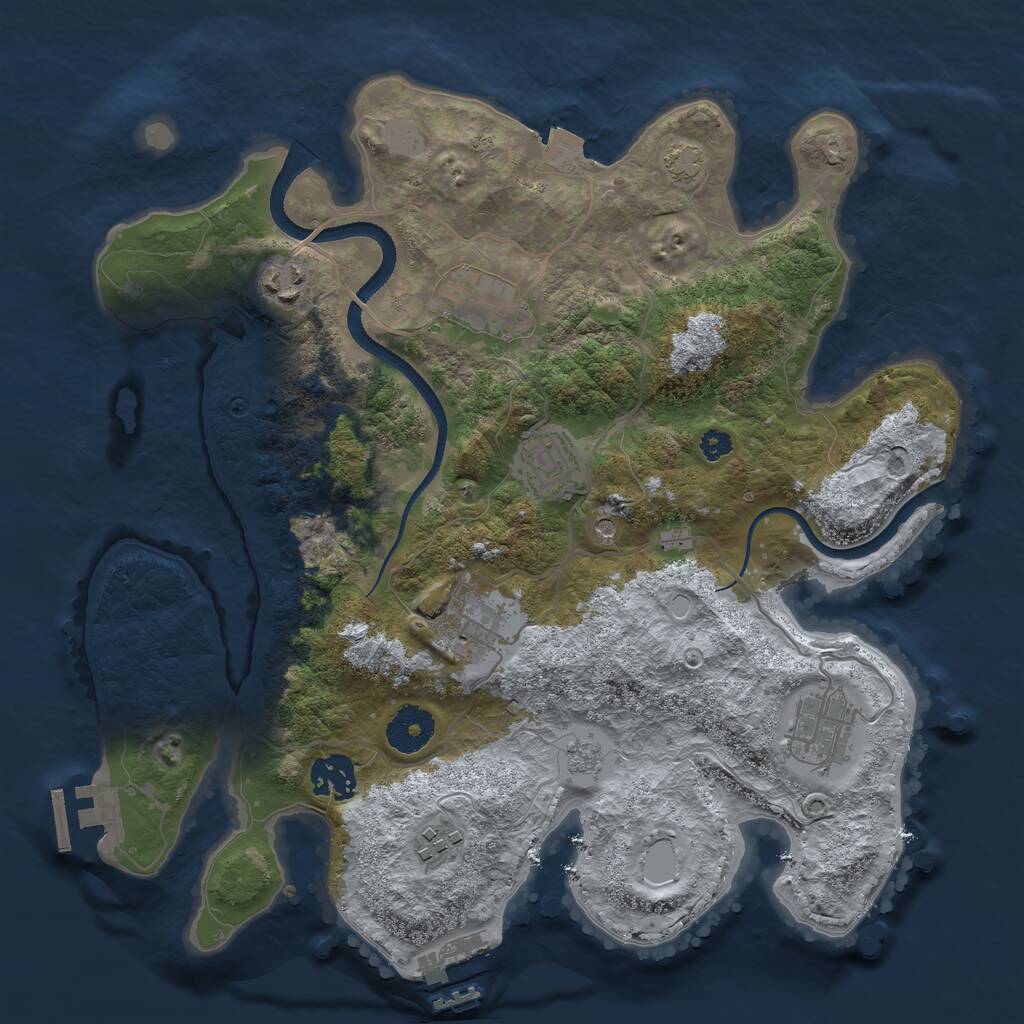 Rust Map: Procedural Map, Size: 3300, Seed: 793792687, 13 Monuments