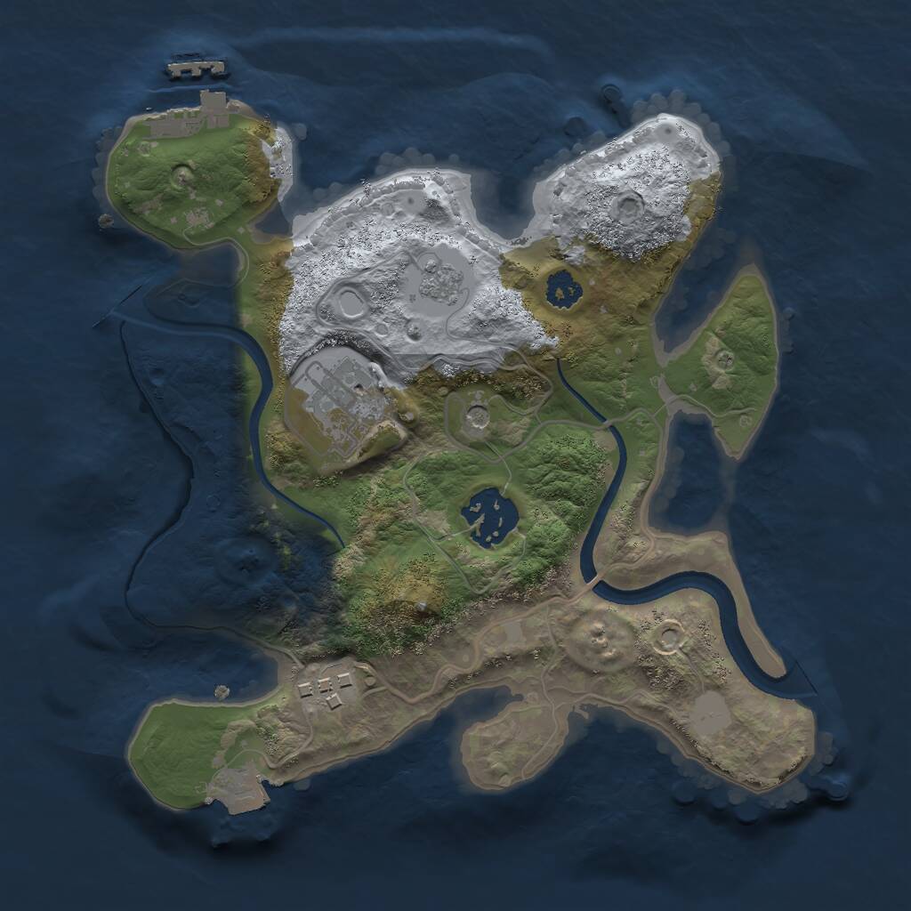 Rust Map: Procedural Map, Size: 2499, Seed: 130940656, 7 Monuments
