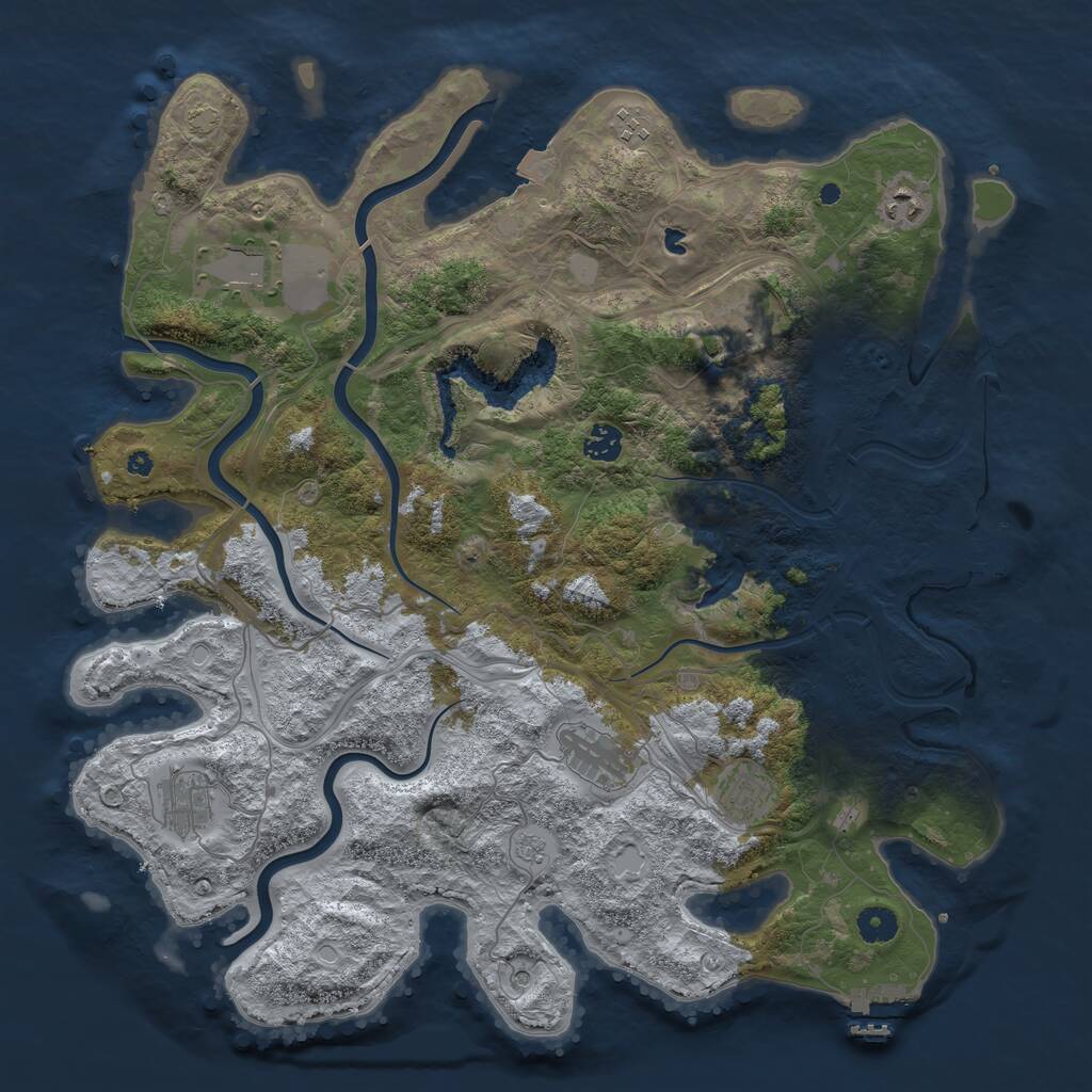 Rust Map: Procedural Map, Size: 4250, Seed: 1282396172, 14 Monuments