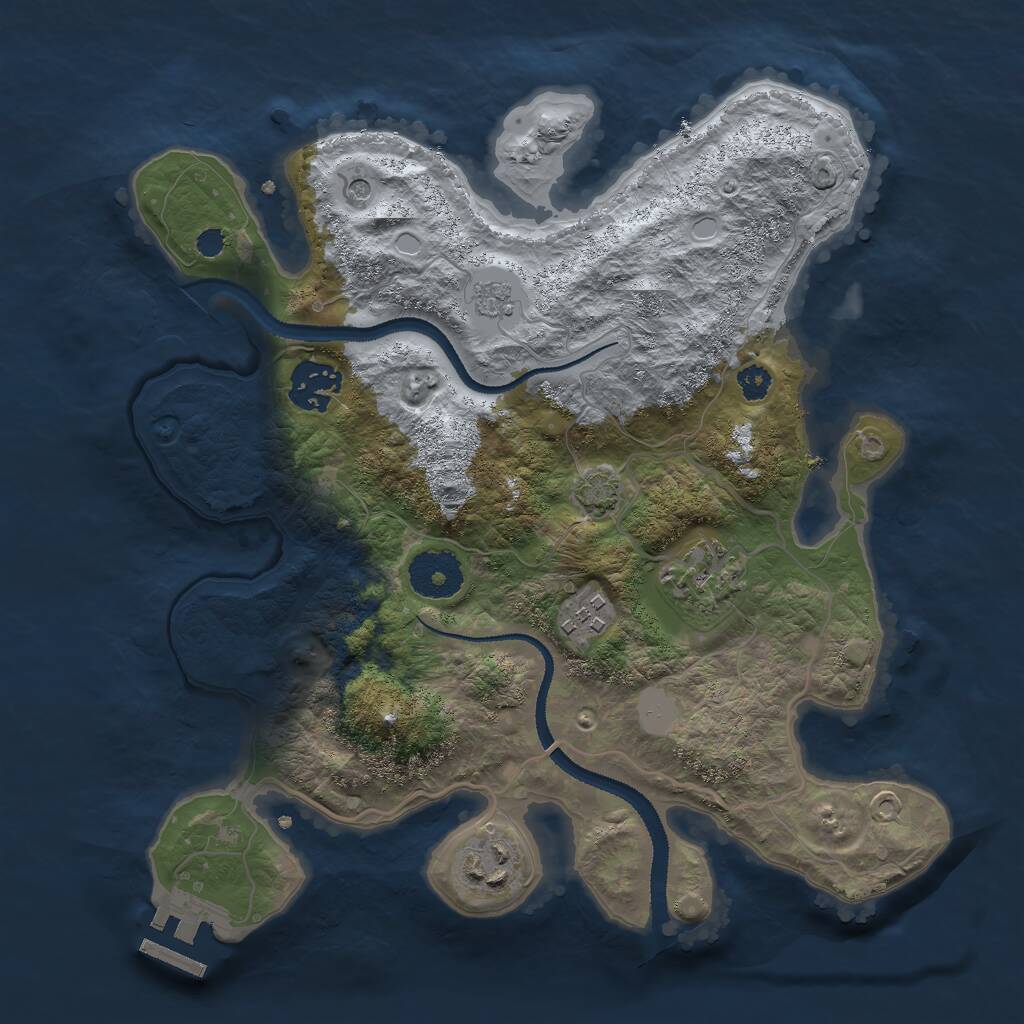 Rust Map: Procedural Map, Size: 3000, Seed: 983498, 9 Monuments