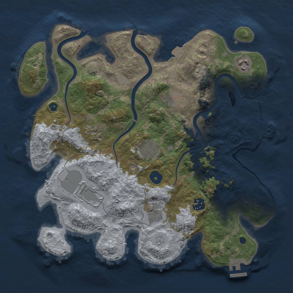 Rust Map: Procedural Map, Size: 3500, Seed: 1816105928, 14 Monuments