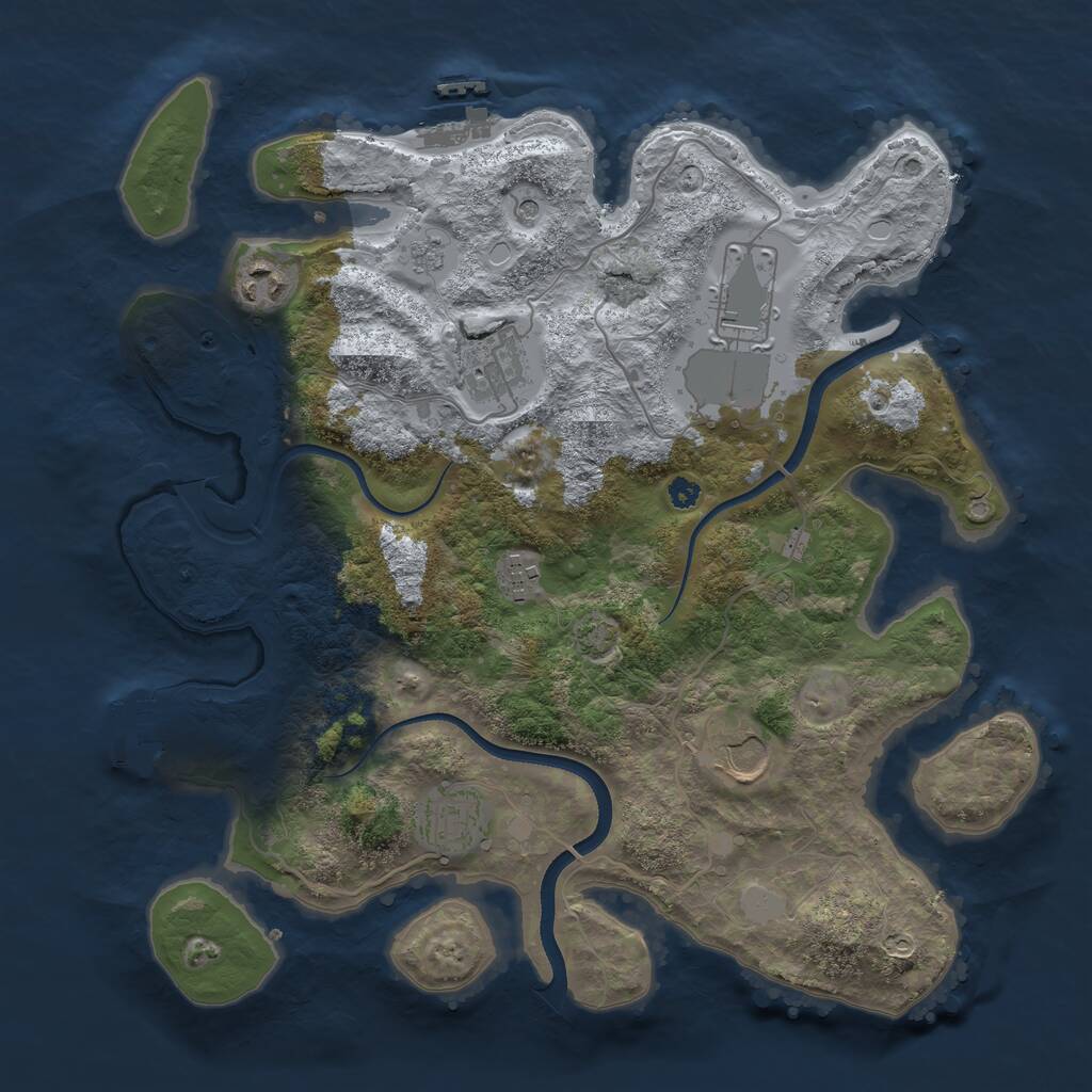 Rust Map: Procedural Map, Size: 3500, Seed: 983498, 12 Monuments