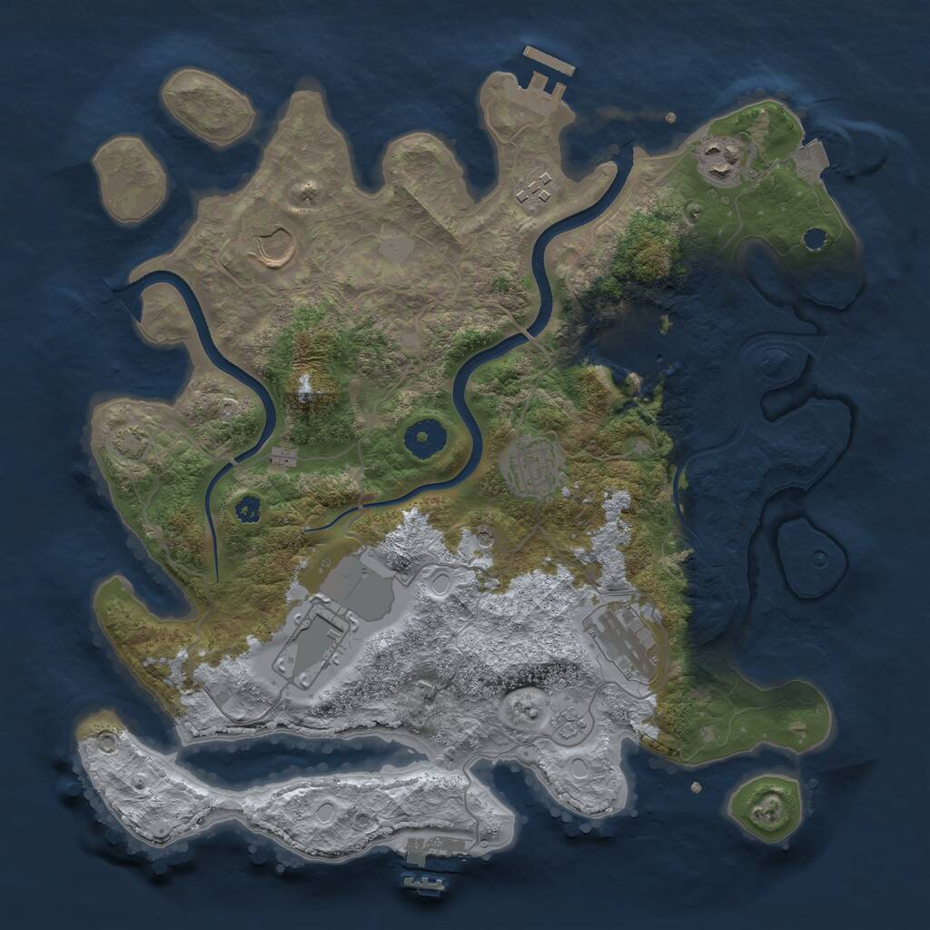 Rust Map: Procedural Map, Size: 3500, Seed: 599684262, 13 Monuments