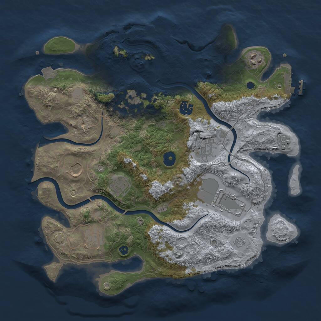 Rust Map: Procedural Map, Size: 3500, Seed: 1273887125, 15 Monuments