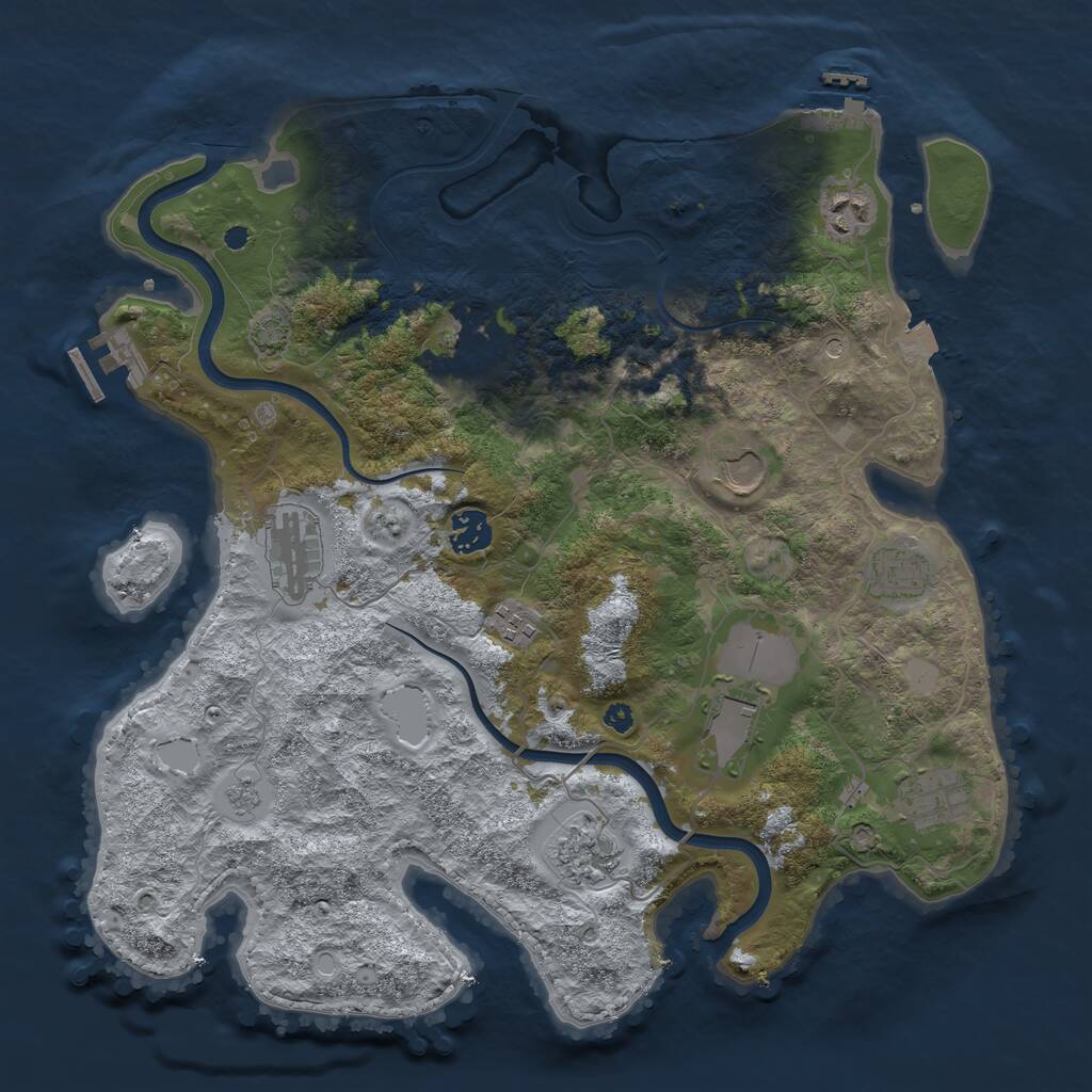 Rust Map: Procedural Map, Size: 3750, Seed: 705100335, 16 Monuments
