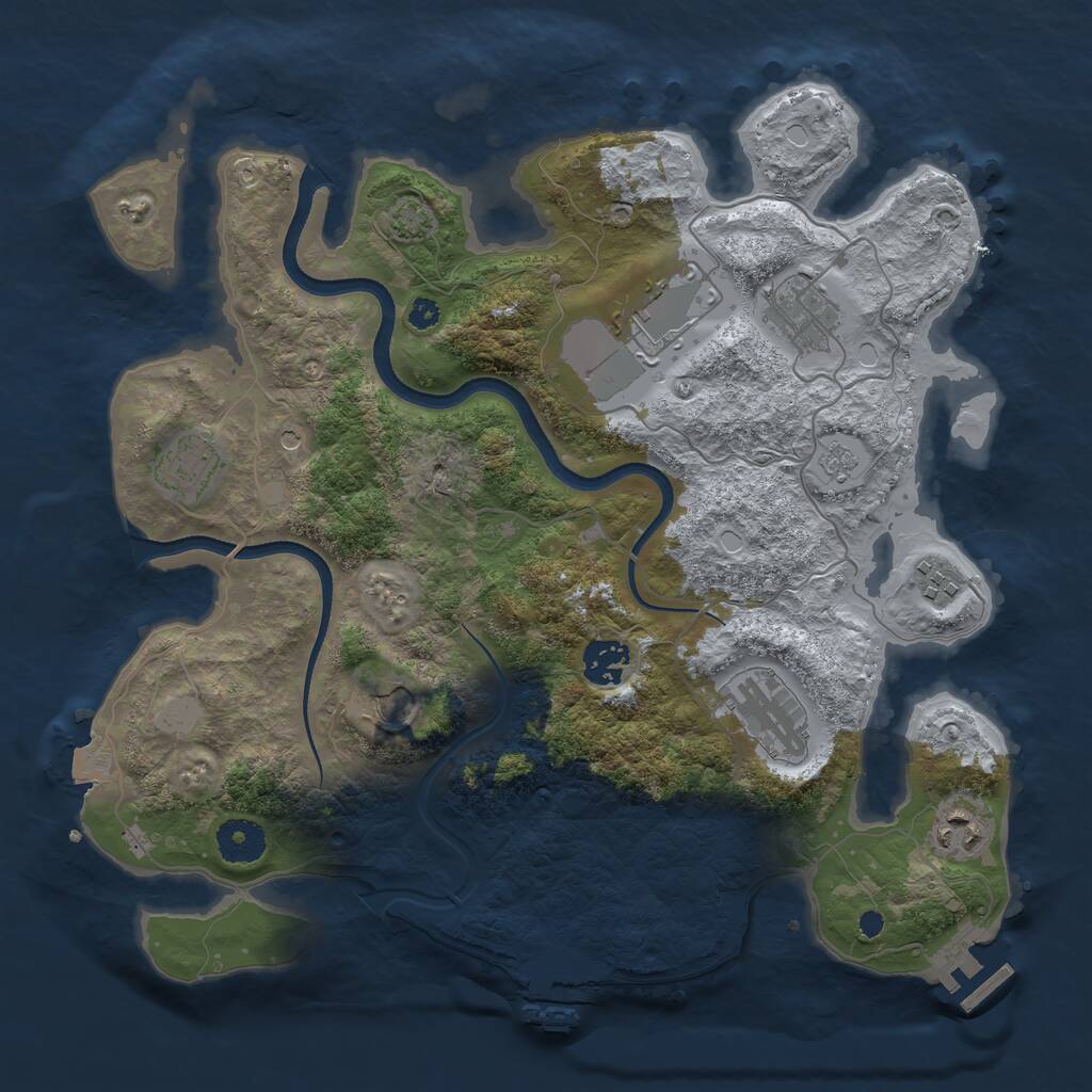 Rust Map: Procedural Map, Size: 3500, Seed: 415720692, 14 Monuments