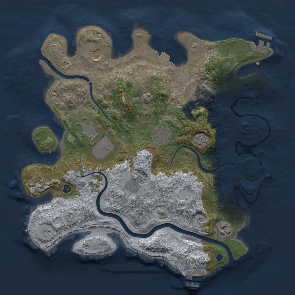 Rust Map: Procedural Map, Size: 3500, Seed: 829553453, 13 Monuments