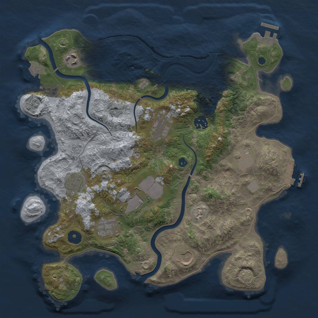 Rust Map: Procedural Map, Size: 3500, Seed: 2016249774, 15 Monuments