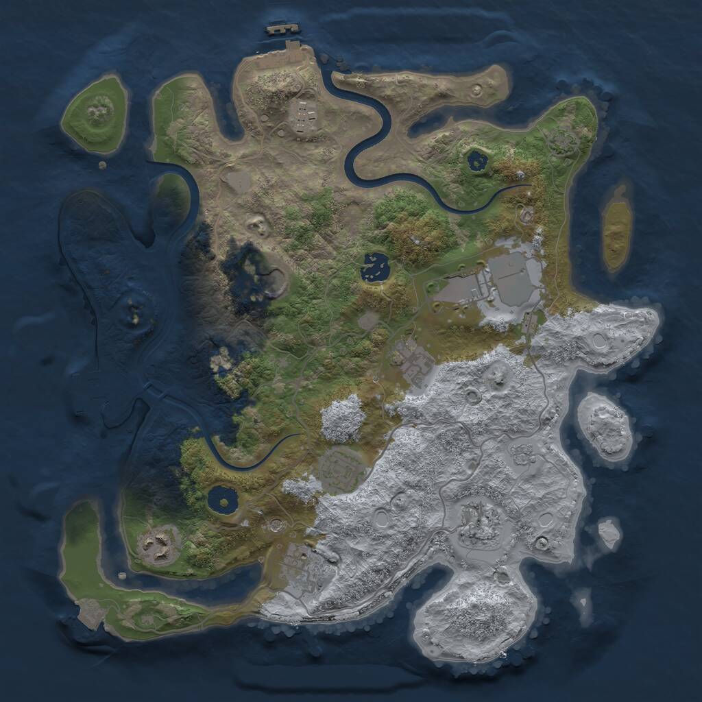 Rust Map: Procedural Map, Size: 3500, Seed: 74615867, 15 Monuments