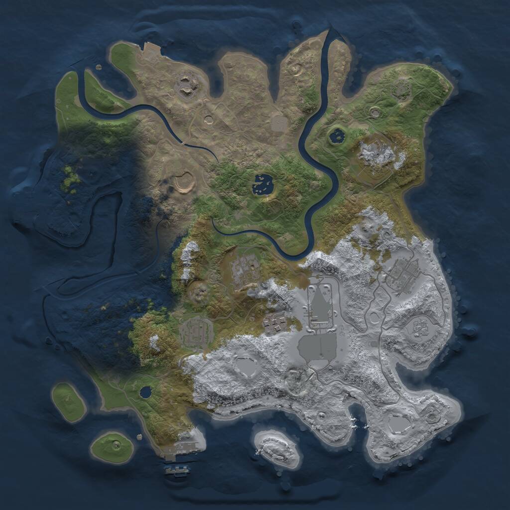 Rust Map: Procedural Map, Size: 3500, Seed: 239079226, 15 Monuments