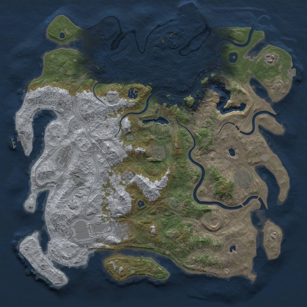 Rust Map: Procedural Map, Size: 4500, Seed: 828161216, 15 Monuments