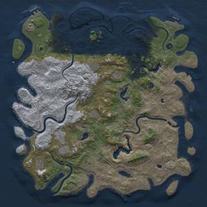 Thumbnail Rust Map: Procedural Map, Size: 5000, Seed: 1904073860, 17 Monuments