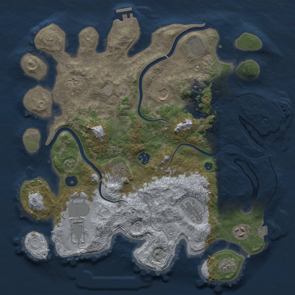 Rust Map: Procedural Map, Size: 3750, Seed: 2053537049, 15 Monuments
