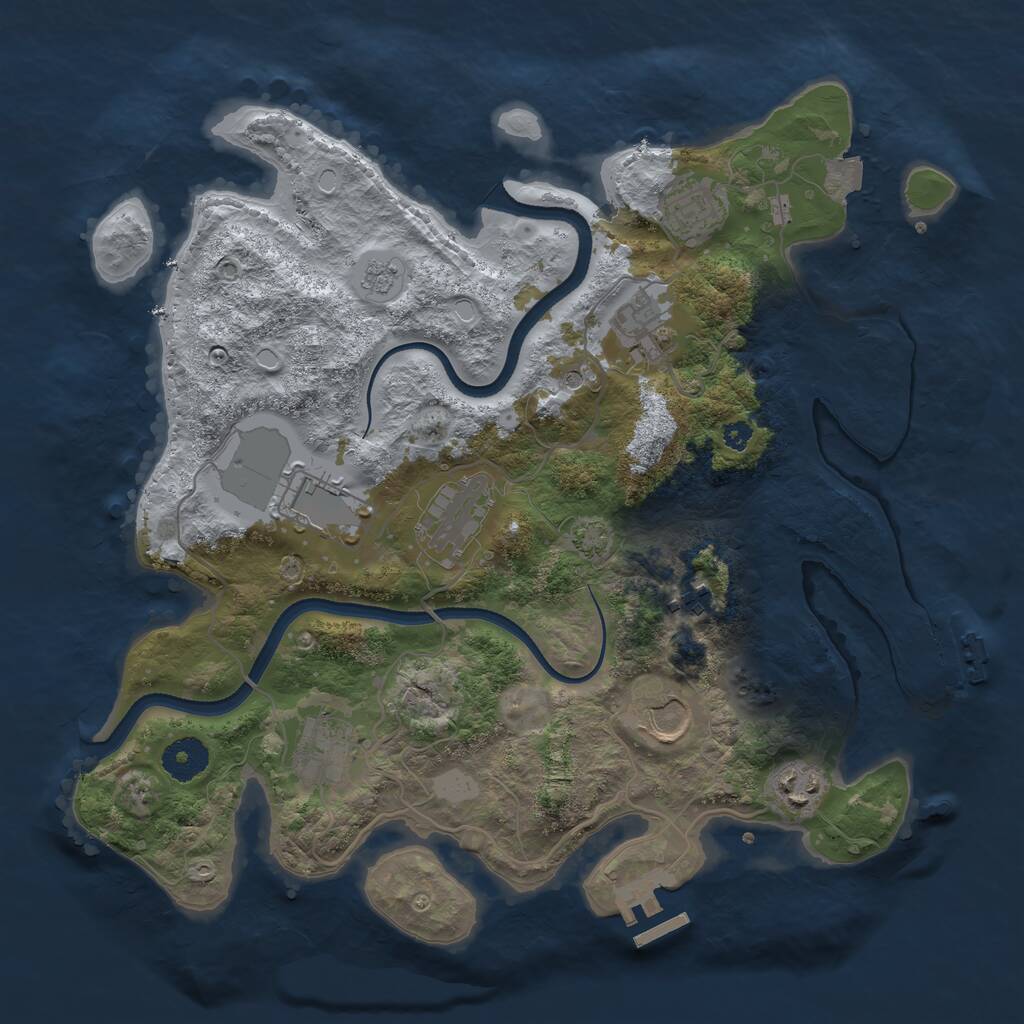 Rust Map: Procedural Map, Size: 3500, Seed: 1516385056, 14 Monuments