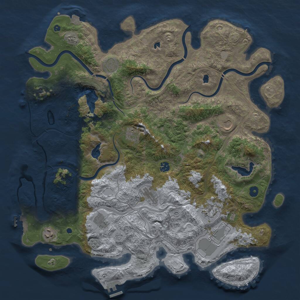 Rust Map: Procedural Map, Size: 4500, Seed: 907202615, 16 Monuments