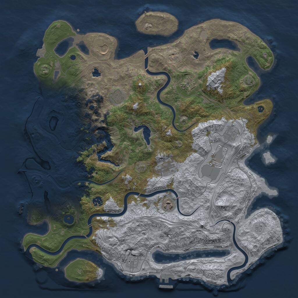 Rust Map: Procedural Map, Size: 4500, Seed: 1696419467, 16 Monuments