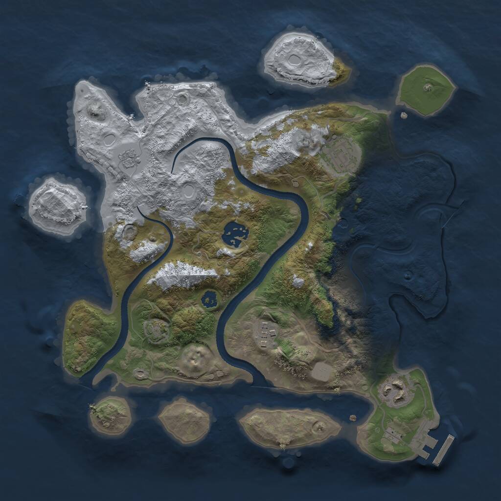 Rust Map: Procedural Map, Size: 3000, Seed: 333593636, 9 Monuments