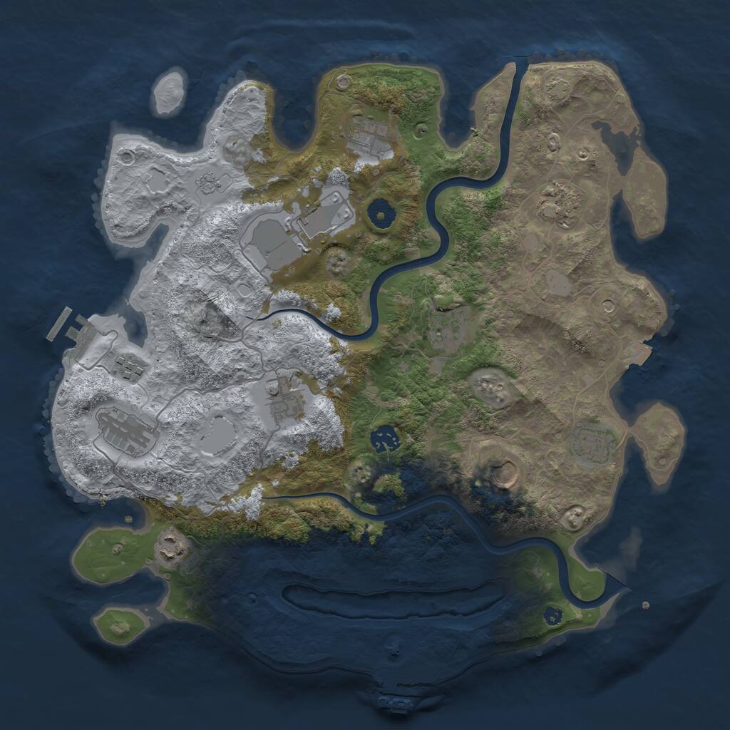 Rust Map: Procedural Map, Size: 3850, Seed: 2116633843, 17 Monuments