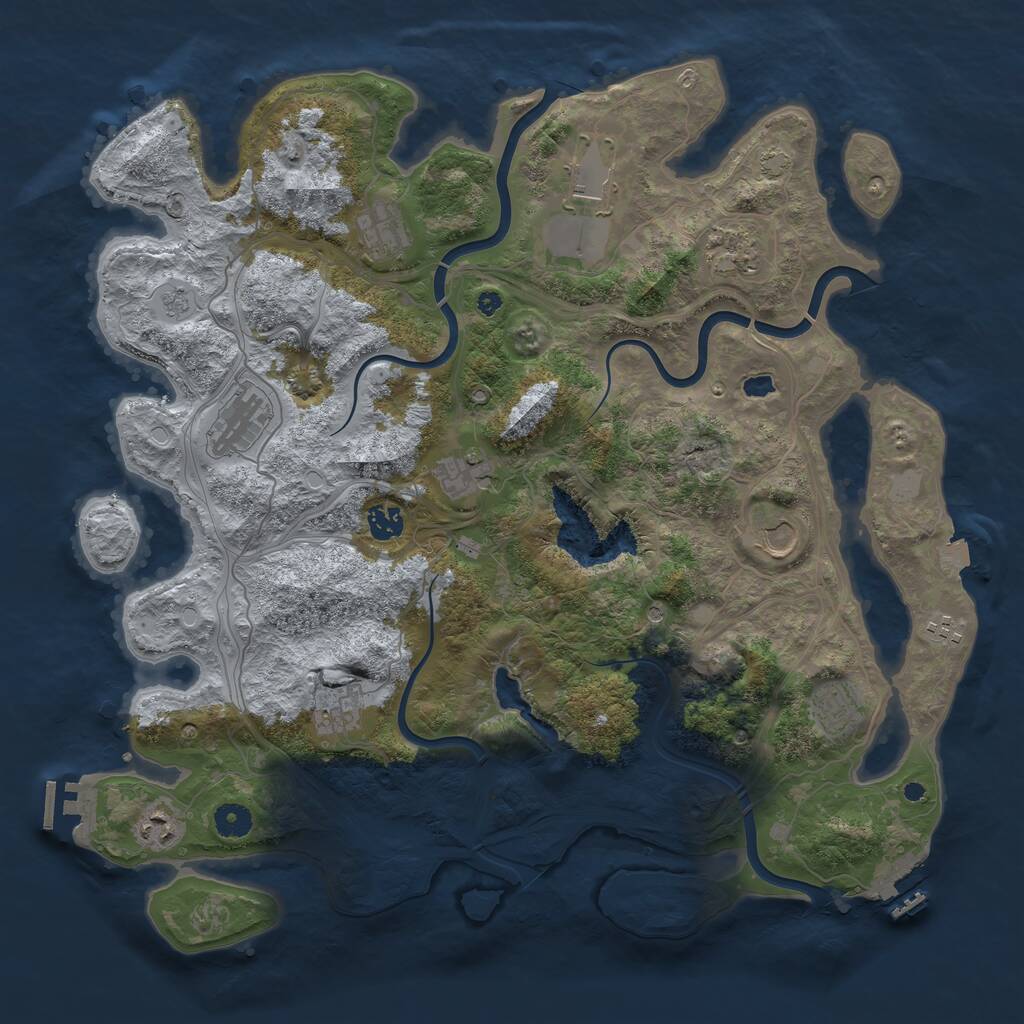 Rust Map: Procedural Map, Size: 4250, Seed: 640946152, 17 Monuments