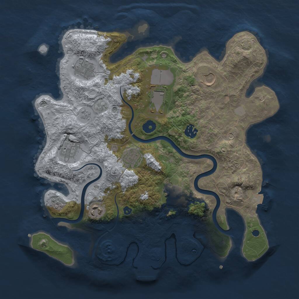 Rust Map: Procedural Map, Size: 3500, Seed: 2048, 14 Monuments