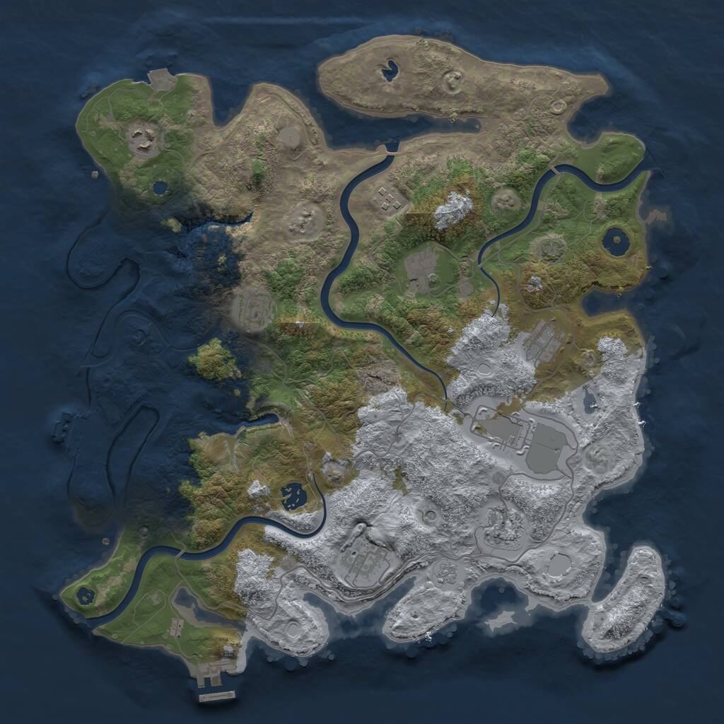 Rust Map: Procedural Map, Size: 4050, Seed: 1661425273, 15 Monuments