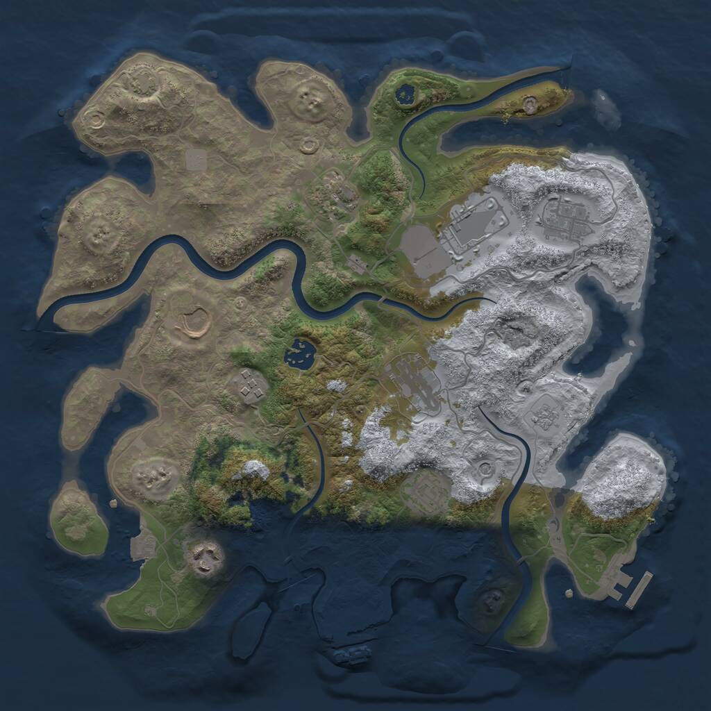 Rust Map: Procedural Map, Size: 3500, Seed: 379192216, 15 Monuments