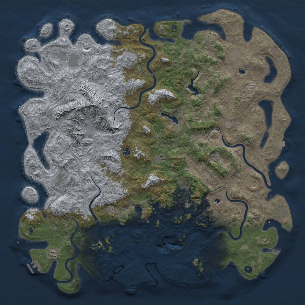 Rust Map: Procedural Map, Size: 6000, Seed: 1411355124, 17 Monuments
