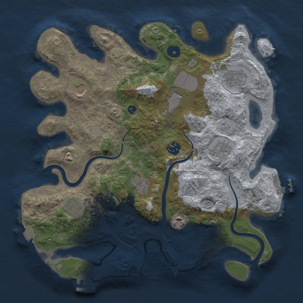 Rust Map: Procedural Map, Size: 3500, Seed: 880369024, 15 Monuments