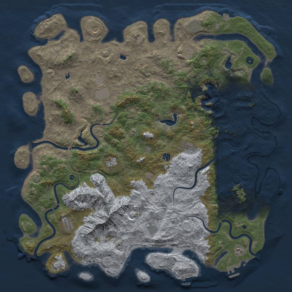 Rust Map: Procedural Map, Size: 5500, Seed: 444351233, 17 Monuments