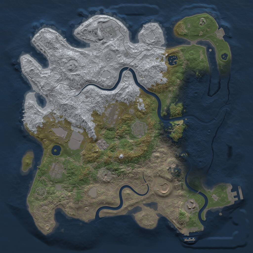 Rust Map: Procedural Map, Size: 3750, Seed: 799166, 15 Monuments