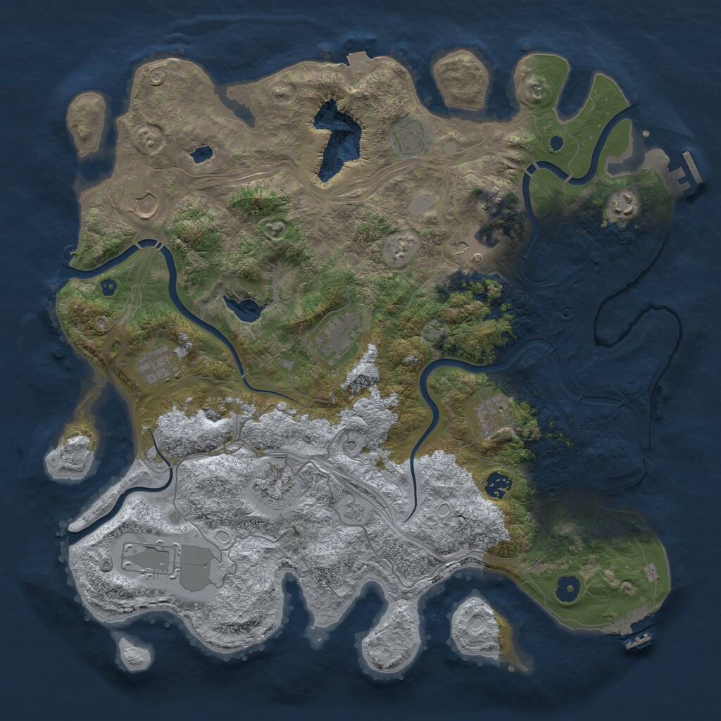Rust Map: Procedural Map, Size: 4250, Seed: 389790009, 17 Monuments
