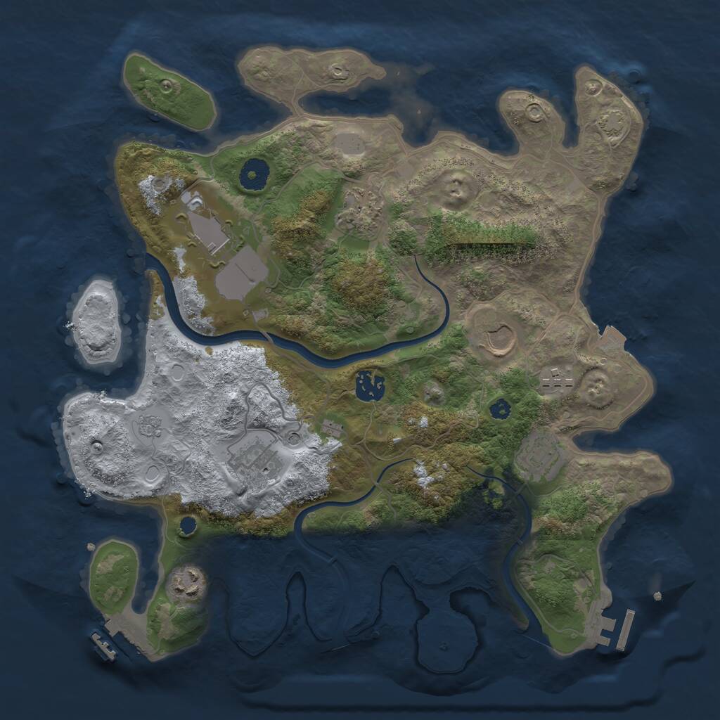 Rust Map: Procedural Map, Size: 3500, Seed: 414611188, 14 Monuments