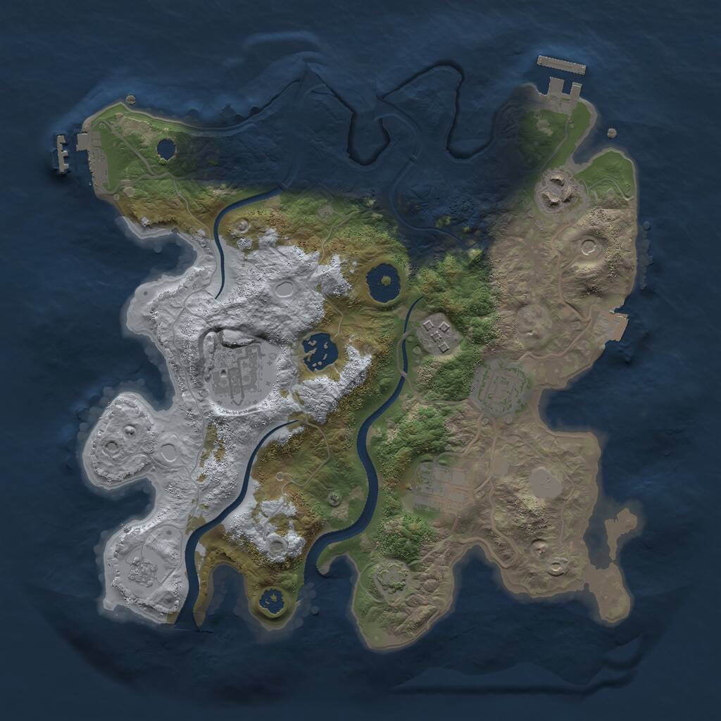 Rust Map: Procedural Map, Size: 3000, Seed: 305575429, 12 Monuments
