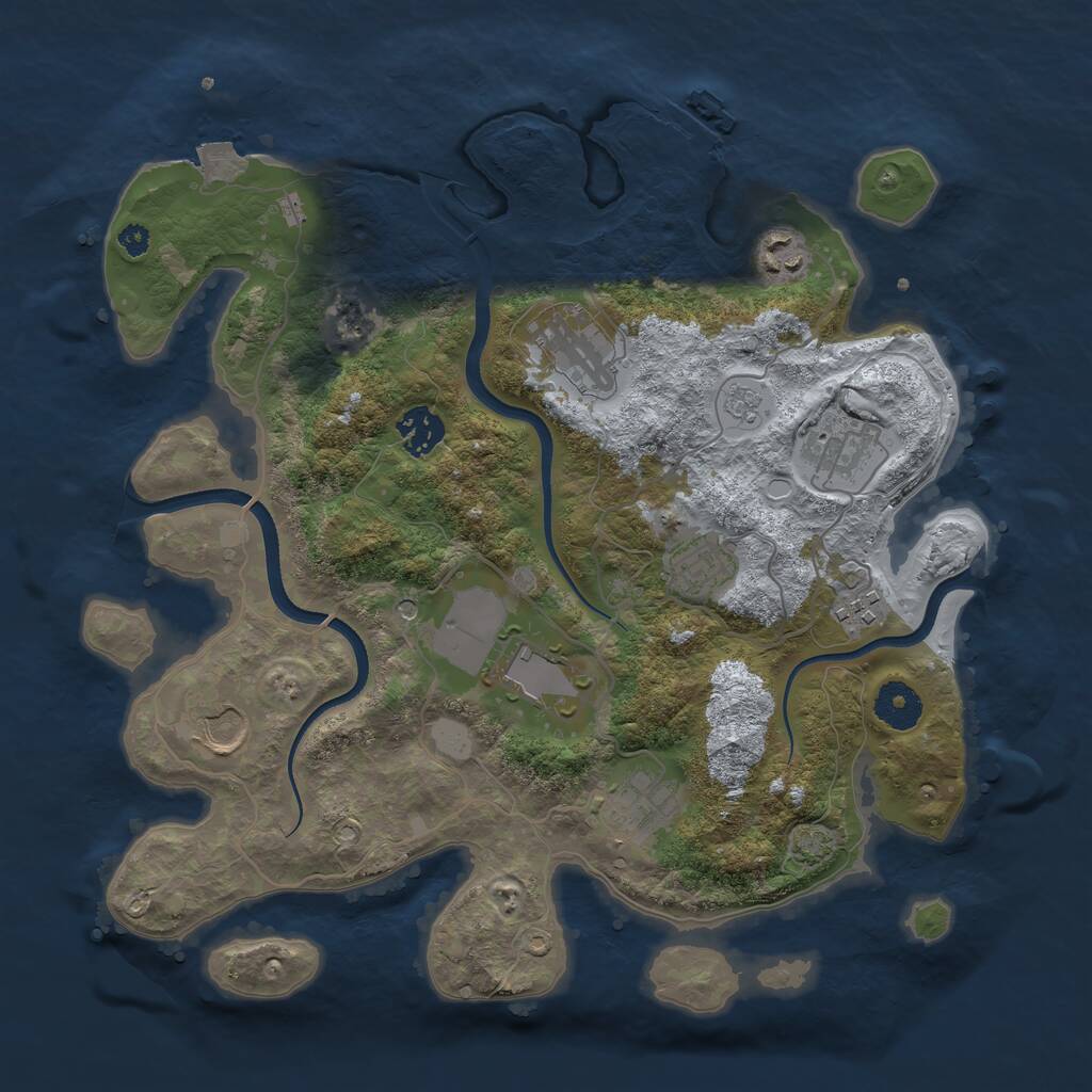 Rust Map: Procedural Map, Size: 3500, Seed: 104275, 14 Monuments