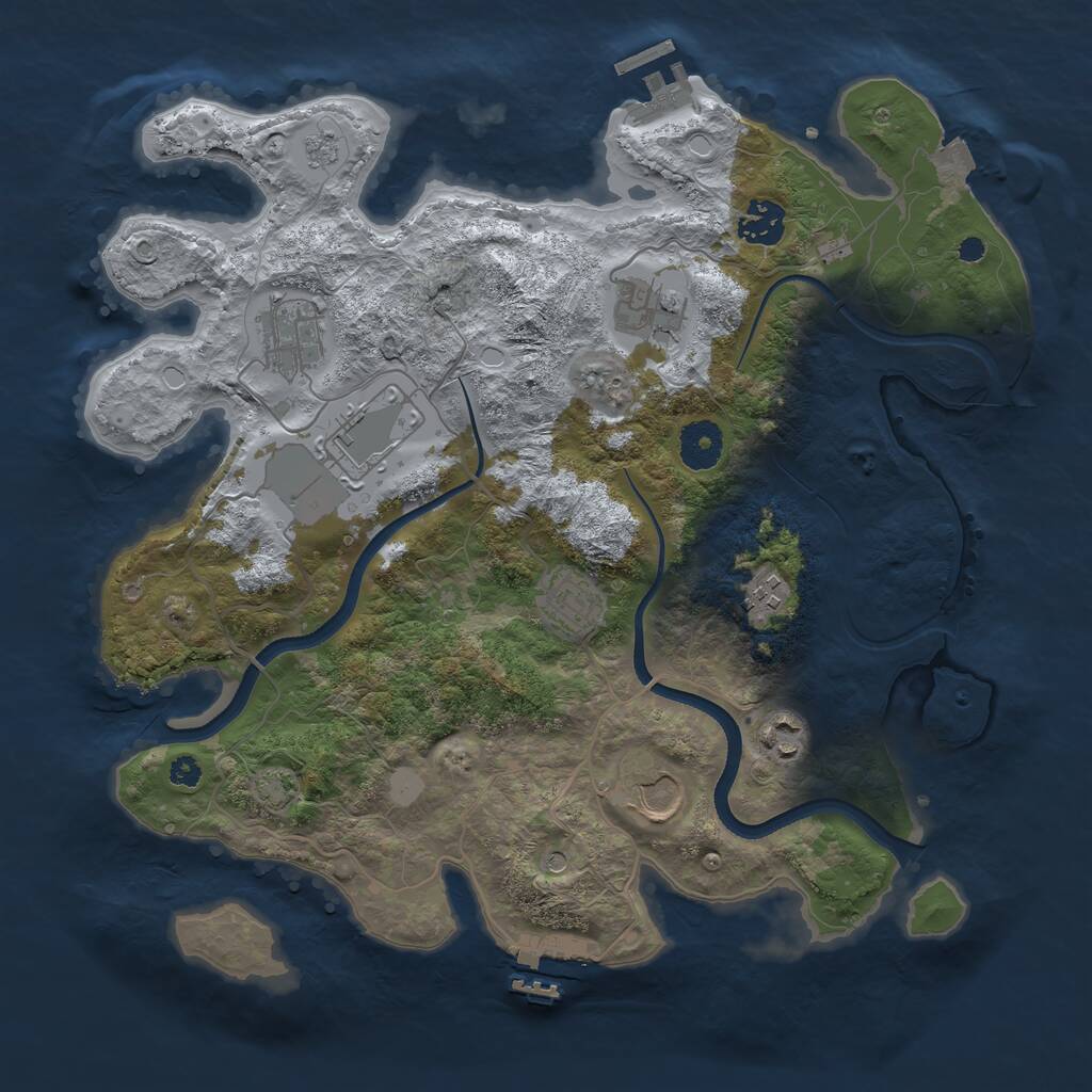 Rust Map: Procedural Map, Size: 3500, Seed: 2122751658, 14 Monuments