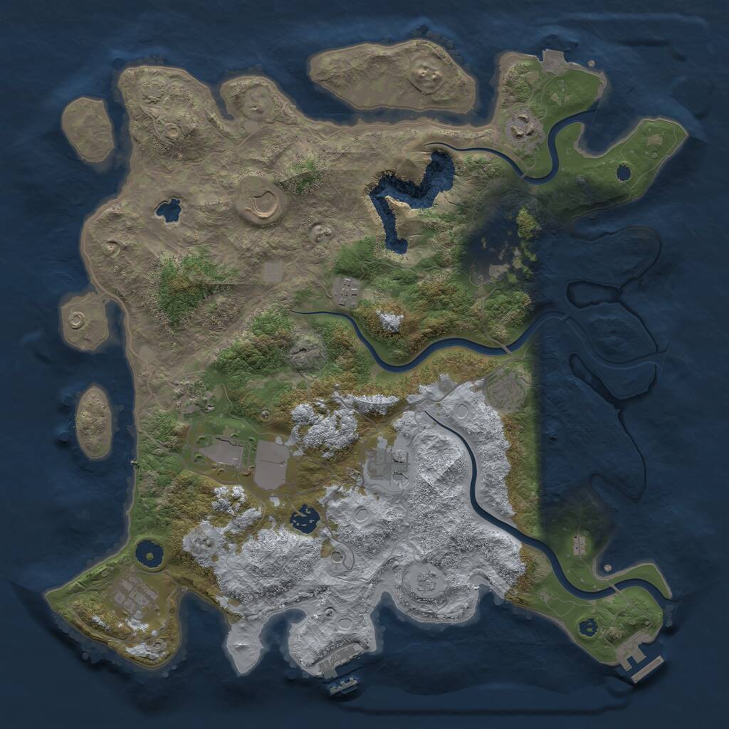 Rust Map: Procedural Map, Size: 4000, Seed: 69116932, 16 Monuments
