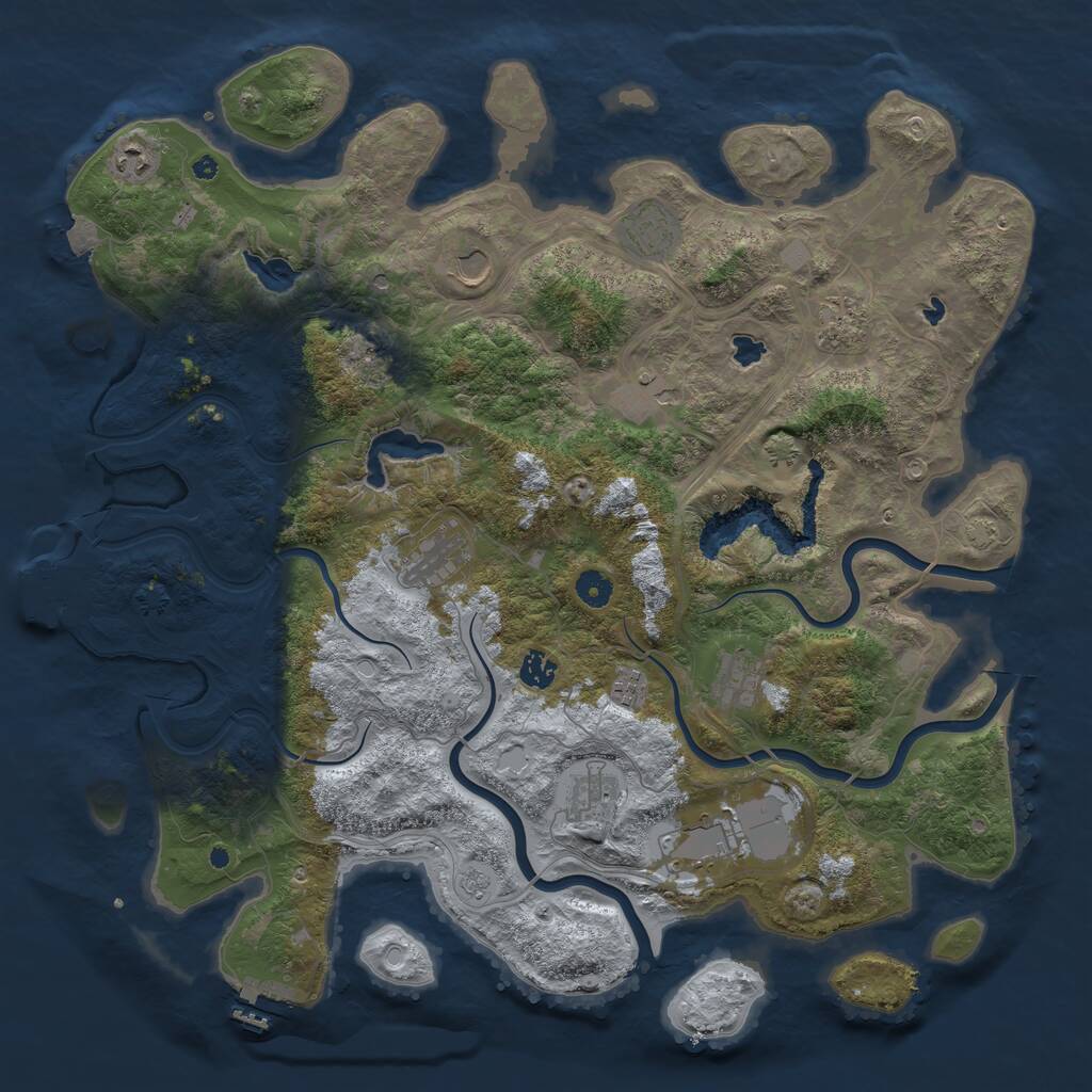 Rust Map: Procedural Map, Size: 4500, Seed: 1531459951, 17 Monuments