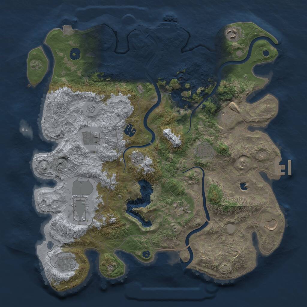 Rust Map: Procedural Map, Size: 4000, Seed: 998206, 16 Monuments