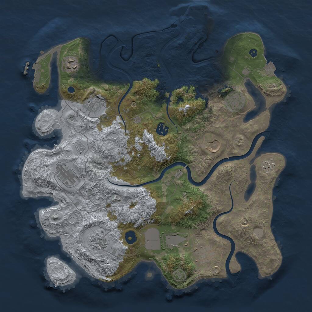 Rust Map: Procedural Map, Size: 3750, Seed: 49196, 16 Monuments