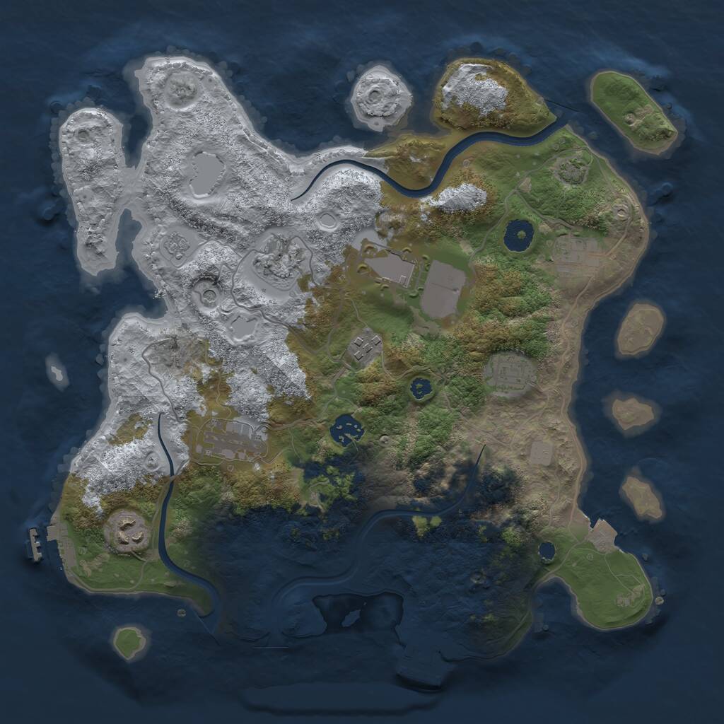Rust Map: Procedural Map, Size: 3500, Seed: 1435423717, 14 Monuments