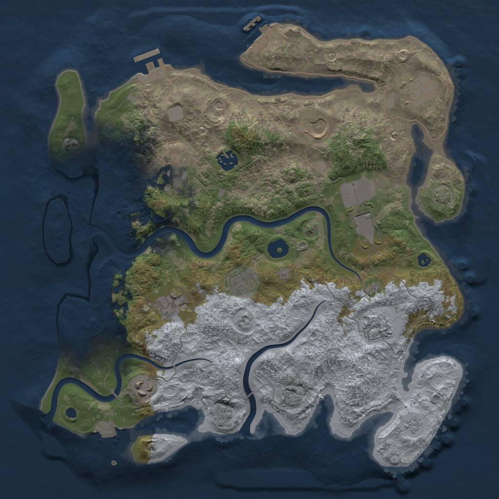 Rust Map: Procedural Map, Size: 3750, Seed: 368406479, 16 Monuments
