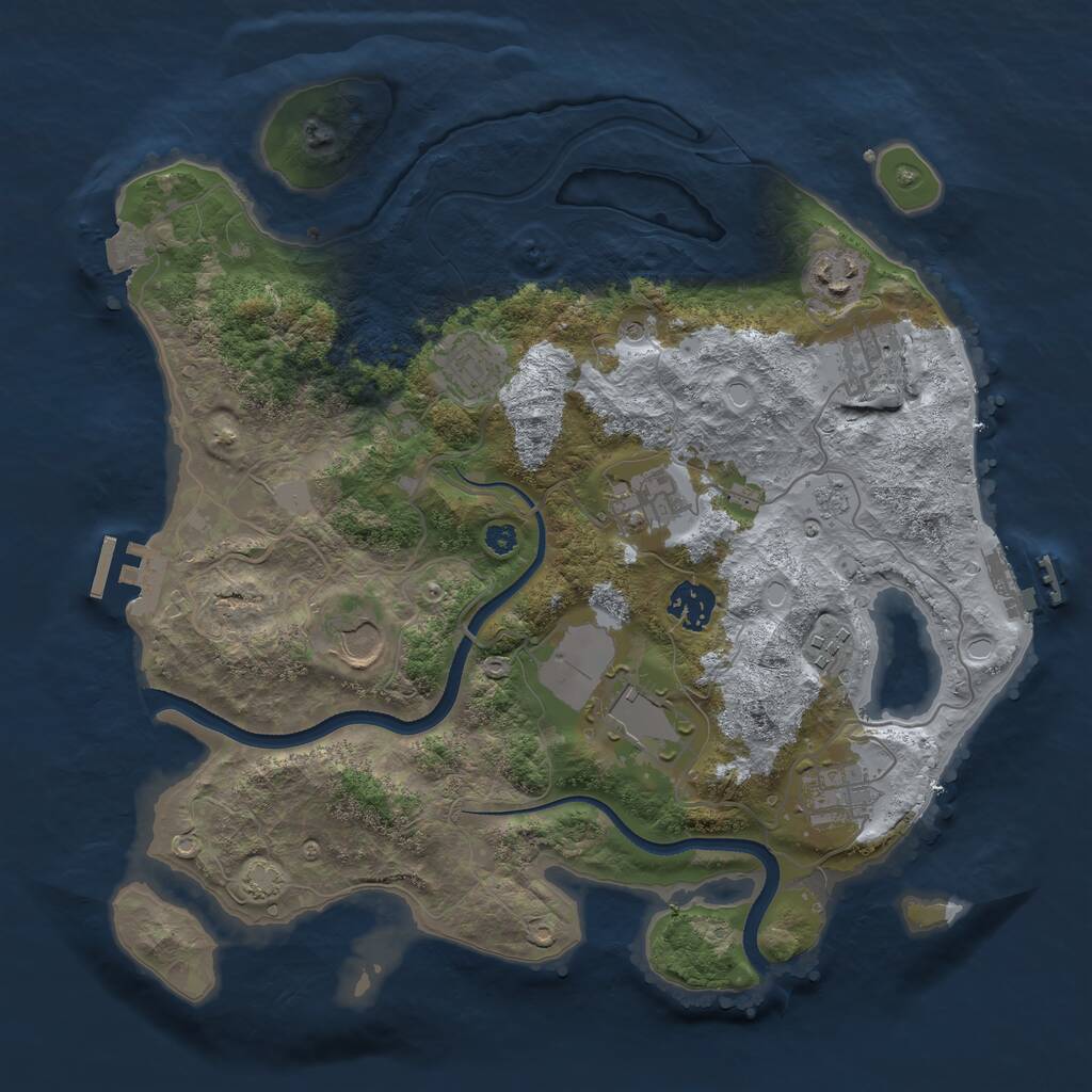 Rust Map: Procedural Map, Size: 3500, Seed: 124348584, 15 Monuments