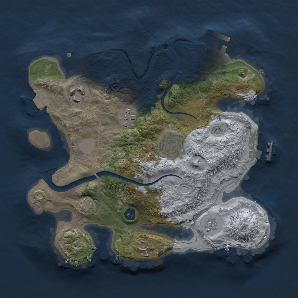 Rust Map: Procedural Map, Size: 2500, Seed: 825940080, 9 Monuments